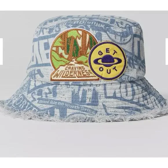 Urban Outfitters UFO Patched Newspaper Bucket Hat NWT Sold Out Online - Picture 2 of 6